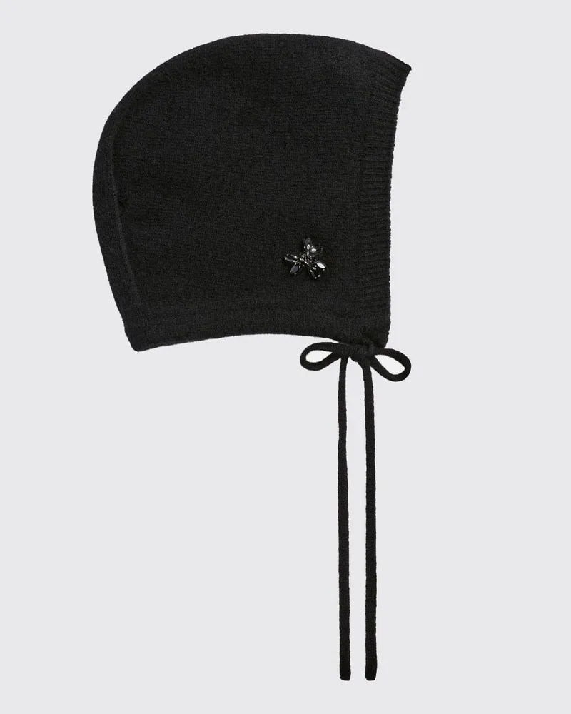 Simone Rocha Kaschmir-Beanie mit Paillettenstickerei und Bindebändern Schwarz