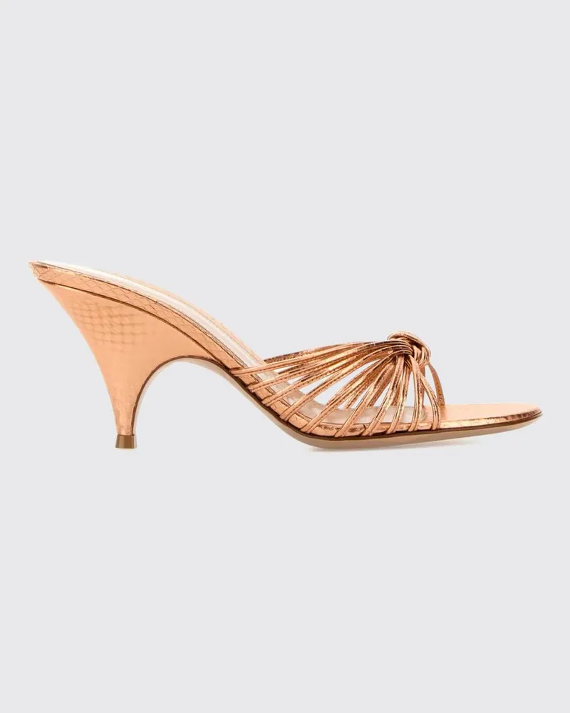 Gianvito Rossi Malè Mules aus Pythonleder mit hohem Absatz Orange