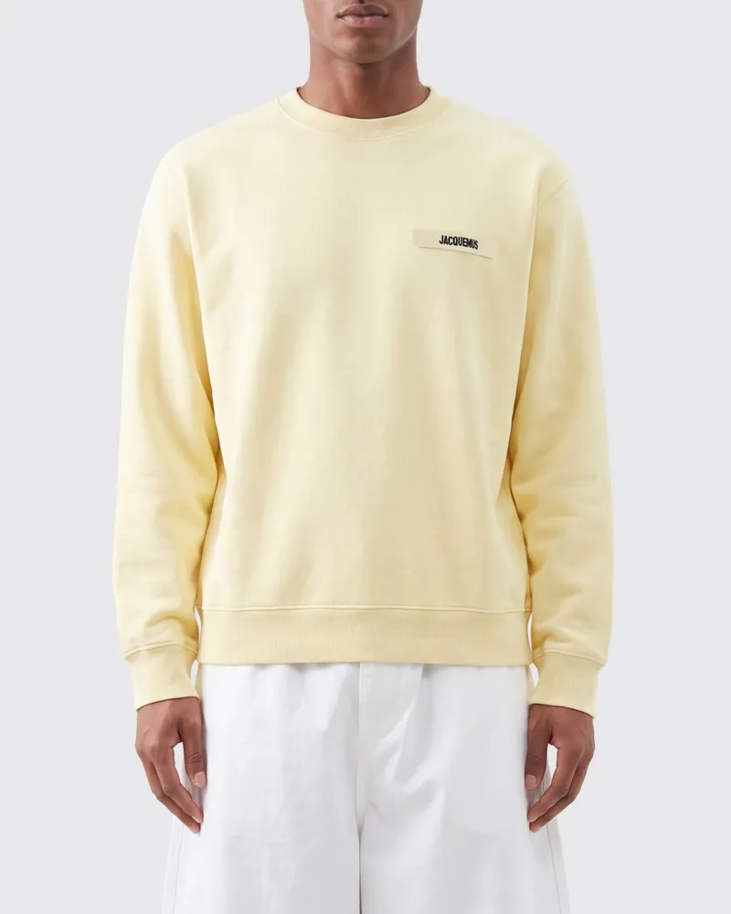 Jacquemus Sweatshirt mit Rundhalsausschnitt aus reiner Baumwolle und appliziertem Kontrastlogo Gelb