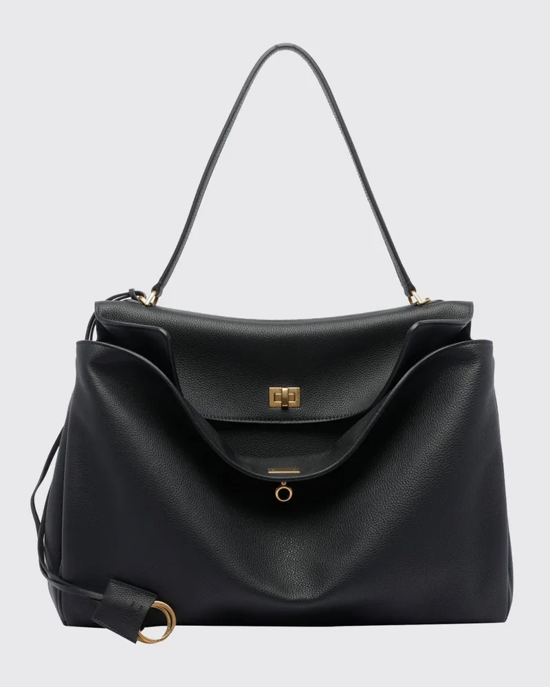 Balenciaga Rodeo Large Schultertasche aus genarbtem Kalbsleder Schwarz