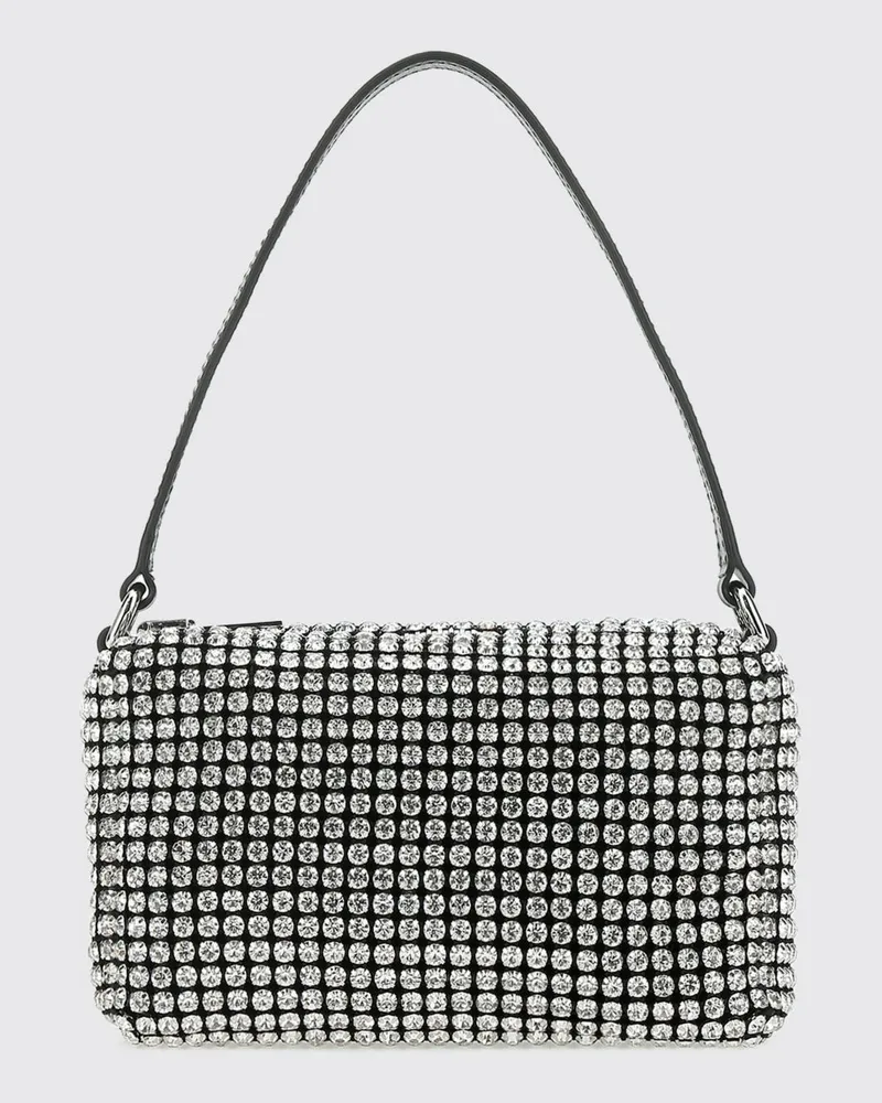 Alexander Wang Mini-Schultertasche aus Kristall-Mesh mit geprägtem Logo Weiß