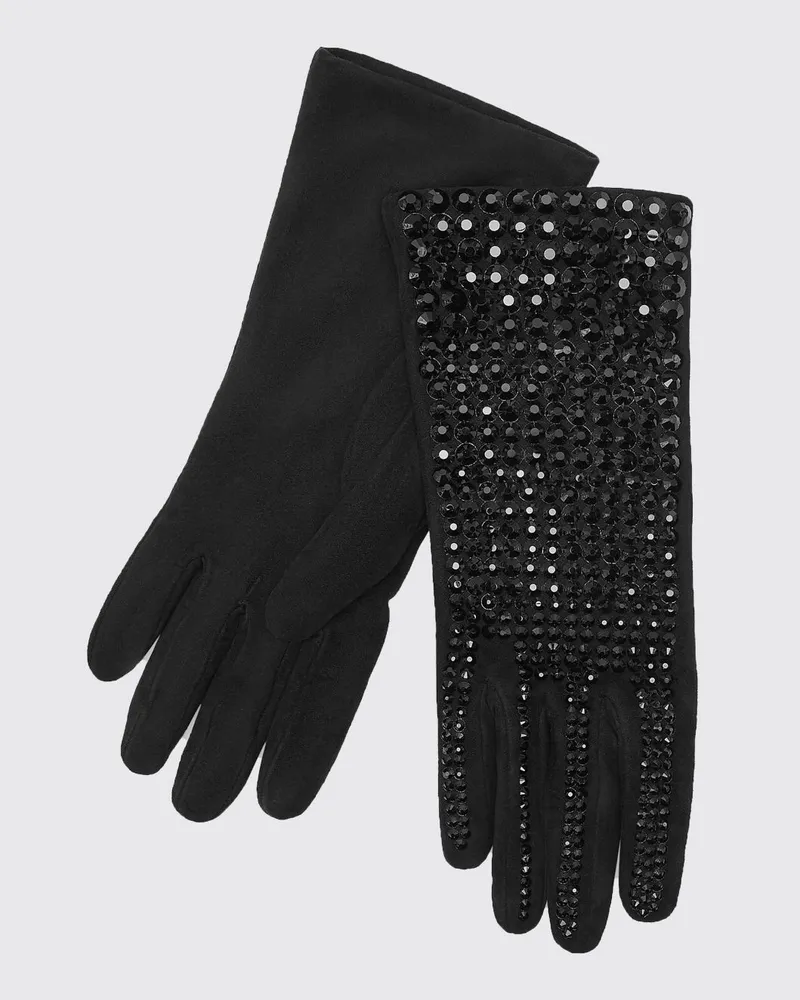 Philipp Plein Wildlederhandschuhe mit Kristallen Schwarz