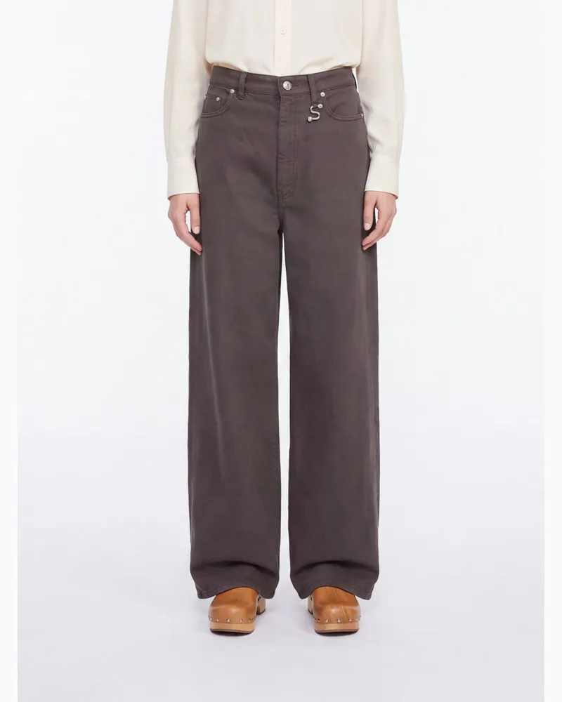 SPORTMAX Mid-Rise Jeans mit weitem Bein aus Baumwolldenim Braun