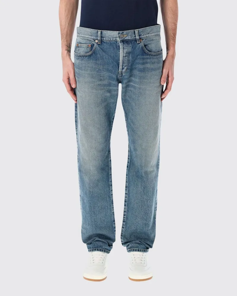 Saint Laurent Straight-Fit Jeans aus Baumwoll-Denim mit Knopfverschluss Denim