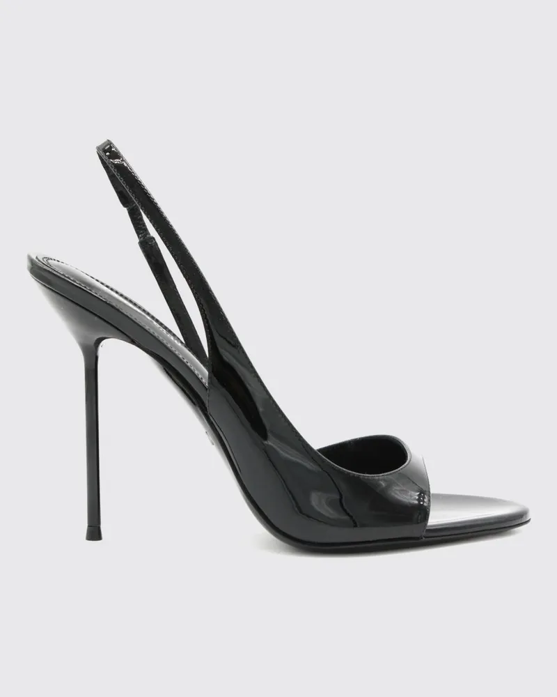 Paris Texas Hochhackige Lidia Slingback-Sandalen aus Lackleder Schwarz
