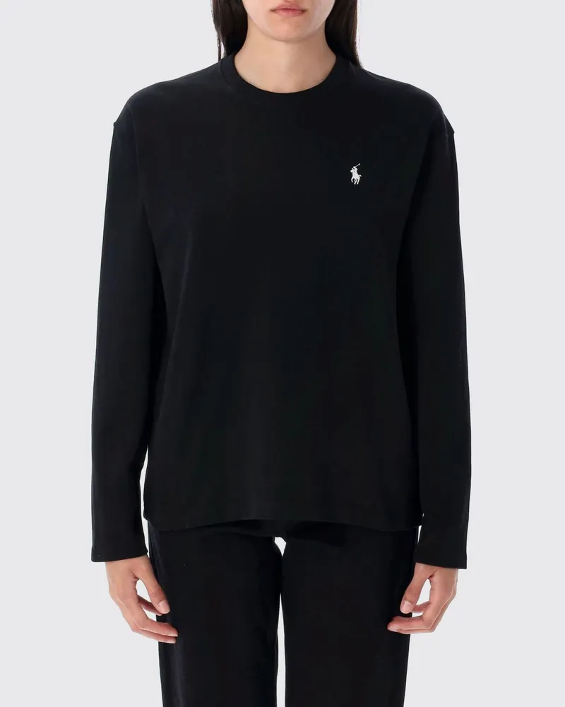 Ralph Lauren Langarm-T-Shirt aus Baumwolle von mit gesticktem Logo Schwarz