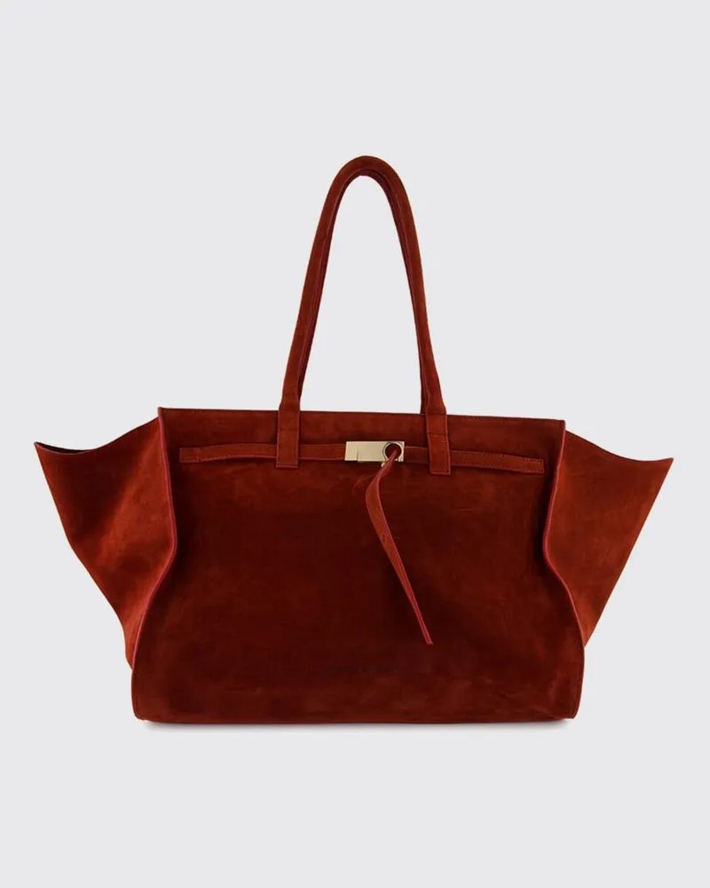 Benedetta Bruzziches Schultertasche Mame aus Veloursleder Rot