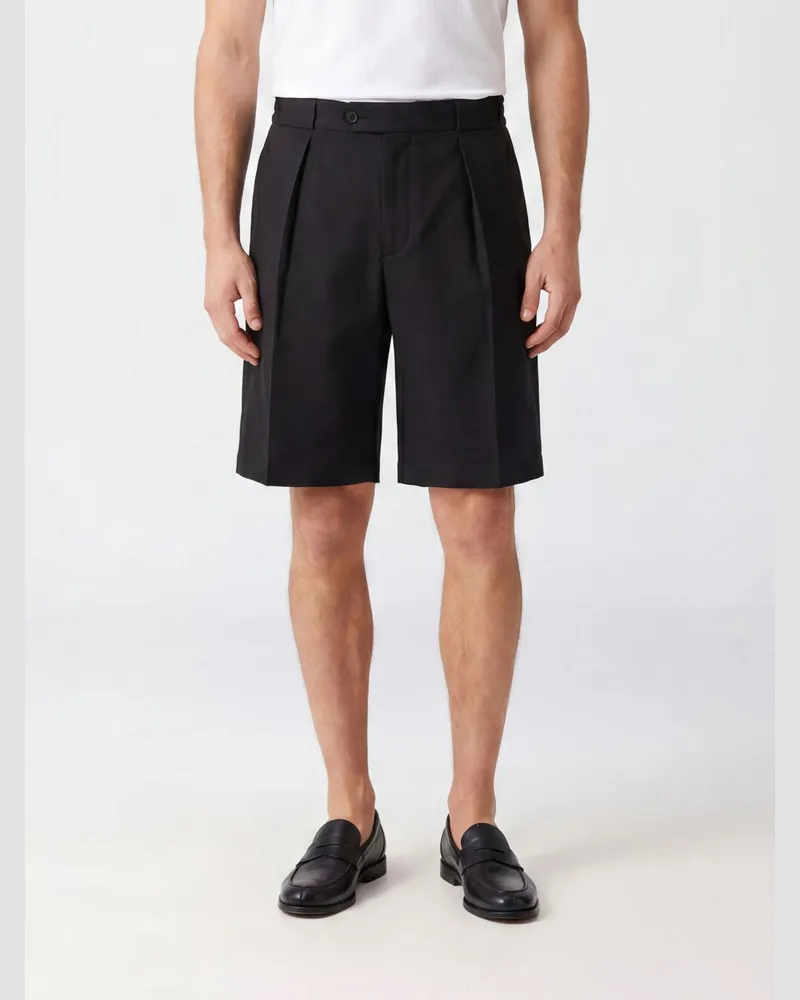 Briglia 1949 Maßgeschneiderte knielange Bermuda-Shorts aus Wollmischung mit Eingrifftaschen Schwarz