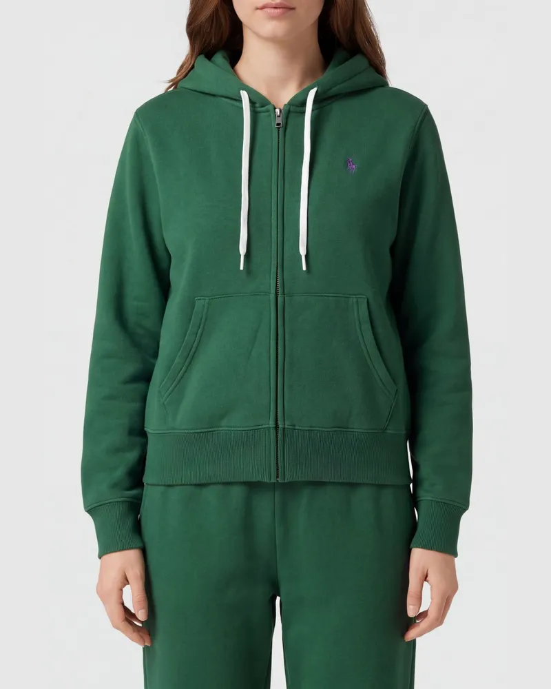 Ralph Lauren Kapuzenjacke aus Baumwollmischung mit Reißverschluss und gesticktem Logo Grün