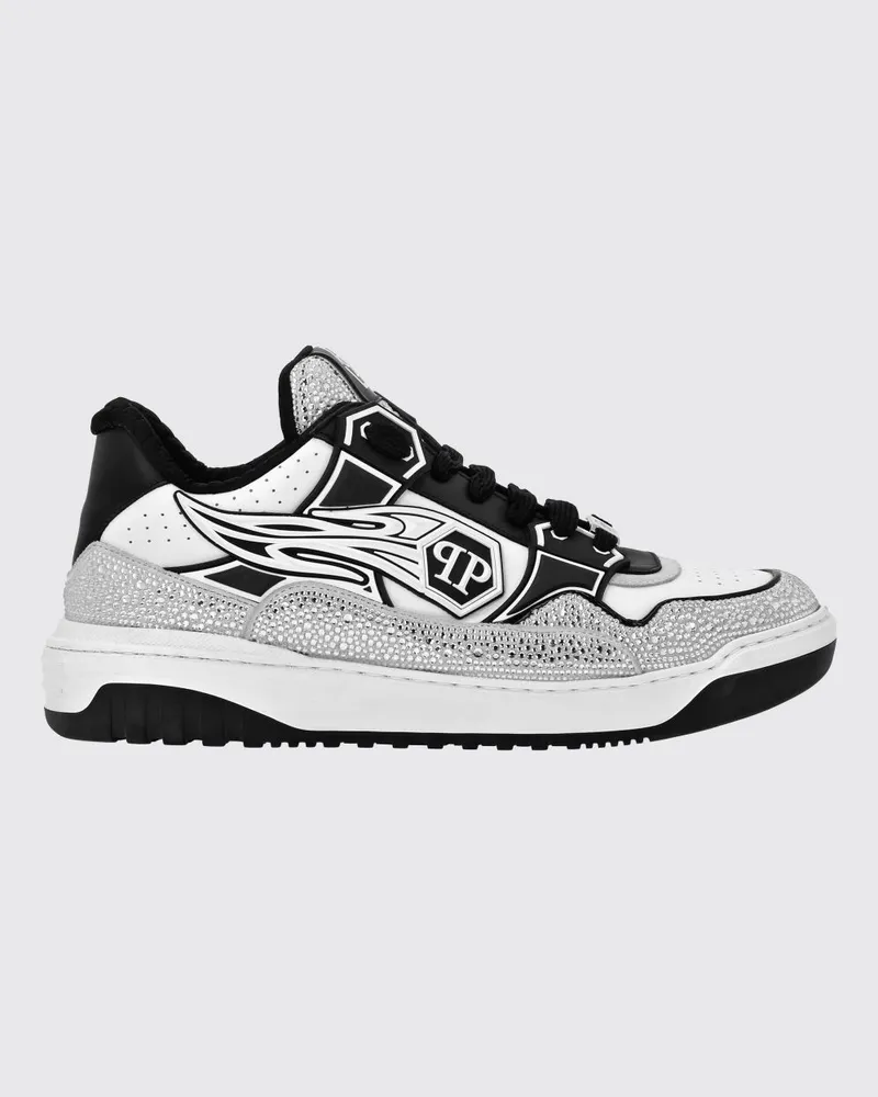Philipp Plein Sneakers aus Leder und Gummi mit Strass Weiss