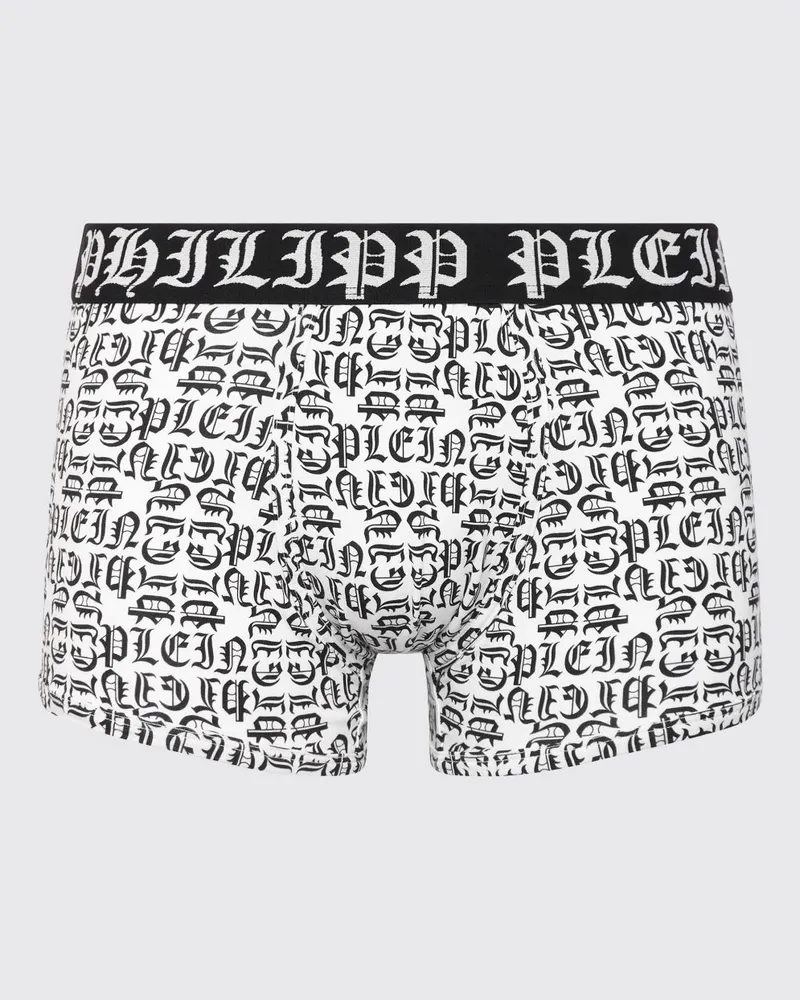 Philipp Plein Boxershorts aus Stretch-Baumwollmischung mit Schriftzug Weiß