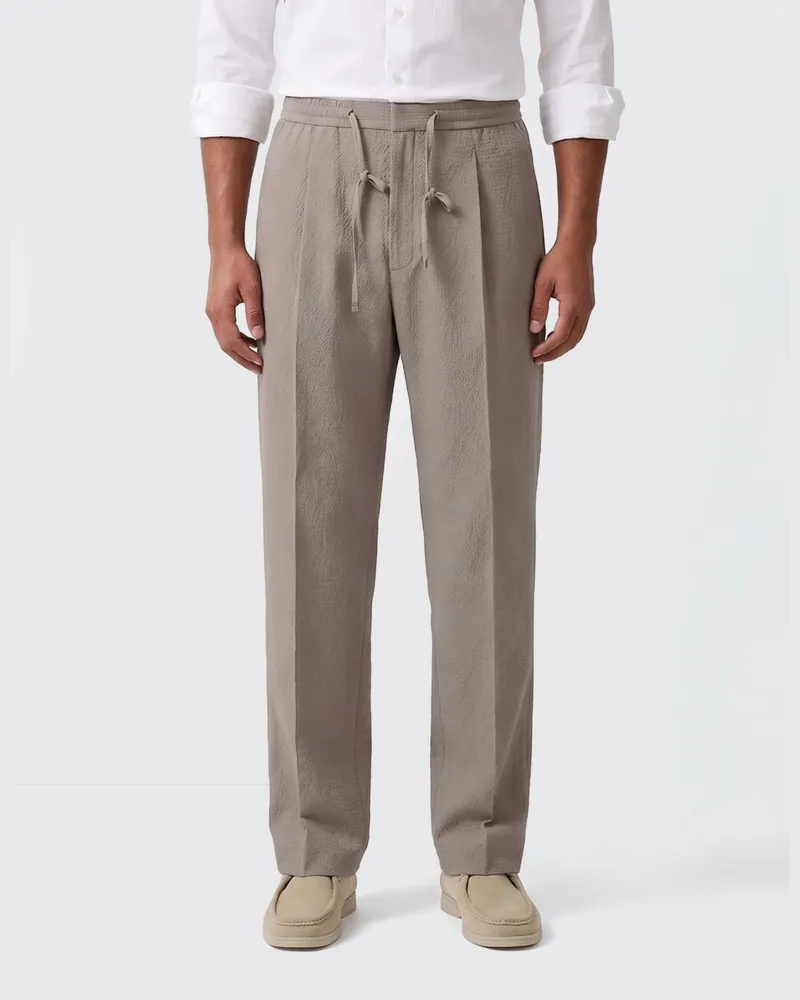 HUGO BOSS Slim Fit Stretch Baumwollhose mit Kordelzug Beige