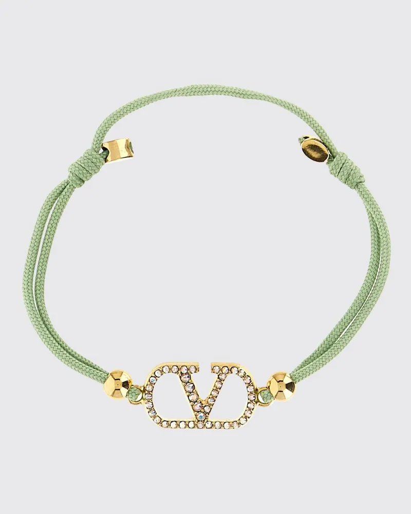 Valentino Garavani VLogo Signature Satinarmband mit Strasssteinen Grün