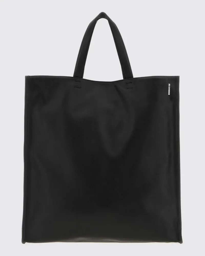 Jil Sander Große Light Tote-Bag von aus glattem Kalbsleder mit Doppelgriff Schwarz