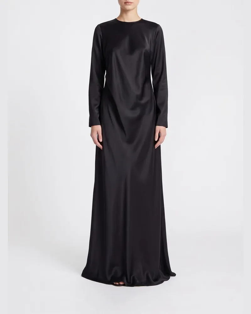 Emporio Armani Lange Abendtunika aus Satin mit langen Ärmeln Schwarz