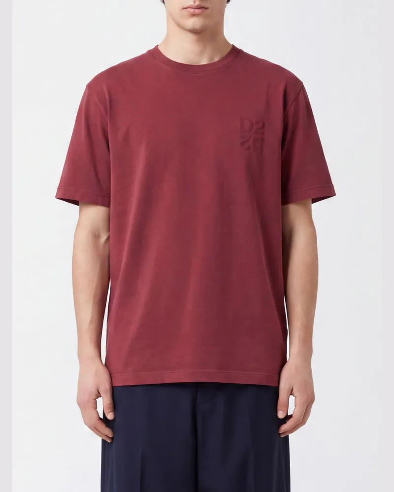 Dsquared2 Baumwoll-T-Shirt mit gepolsterten Schultern und Rundhalsausschnitt Weinrot