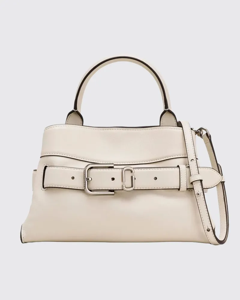 Marc Jacobs Kleine The Tote Bag Handtasche aus Leder mit Double J-Logo Weiß