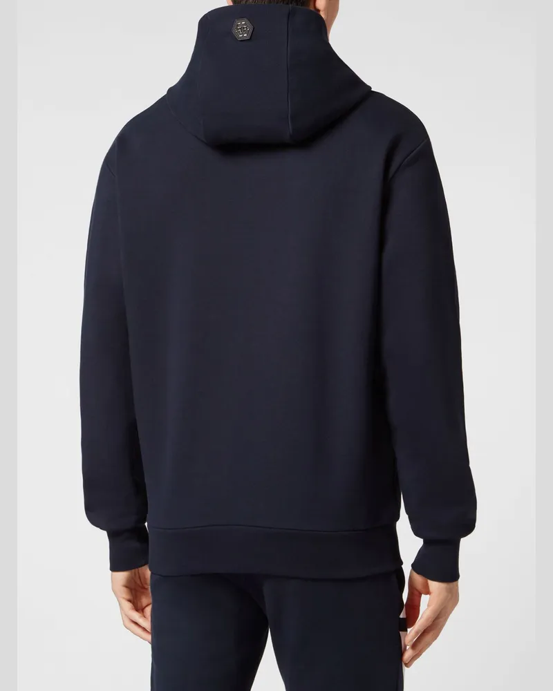Philipp Plein Kapuzenpullover aus Baumwolle mit Monogramm-Print, Hexagon-Logo und überschnittenen Schultern Weiss