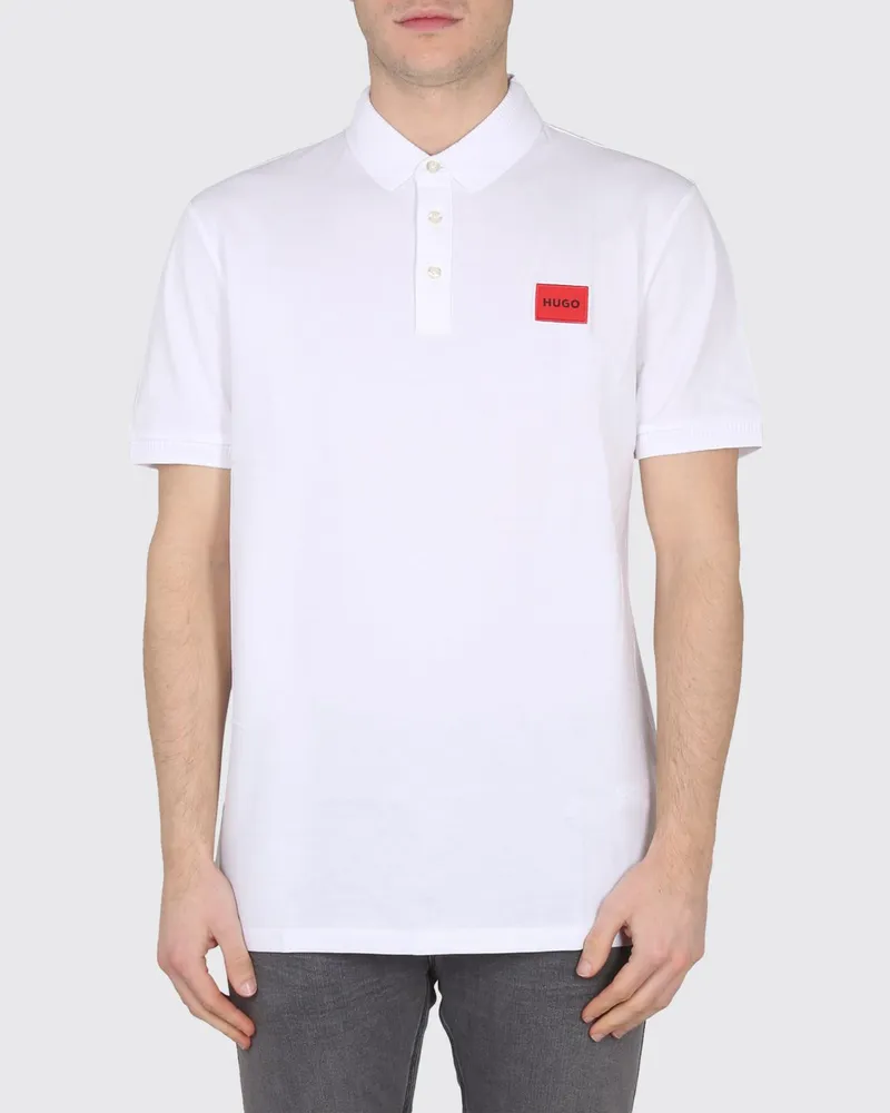 HUGO BOSS Baumwoll-Poloshirt mit kontrastierendem Logo und Drei-Knopf-Leiste Weiß