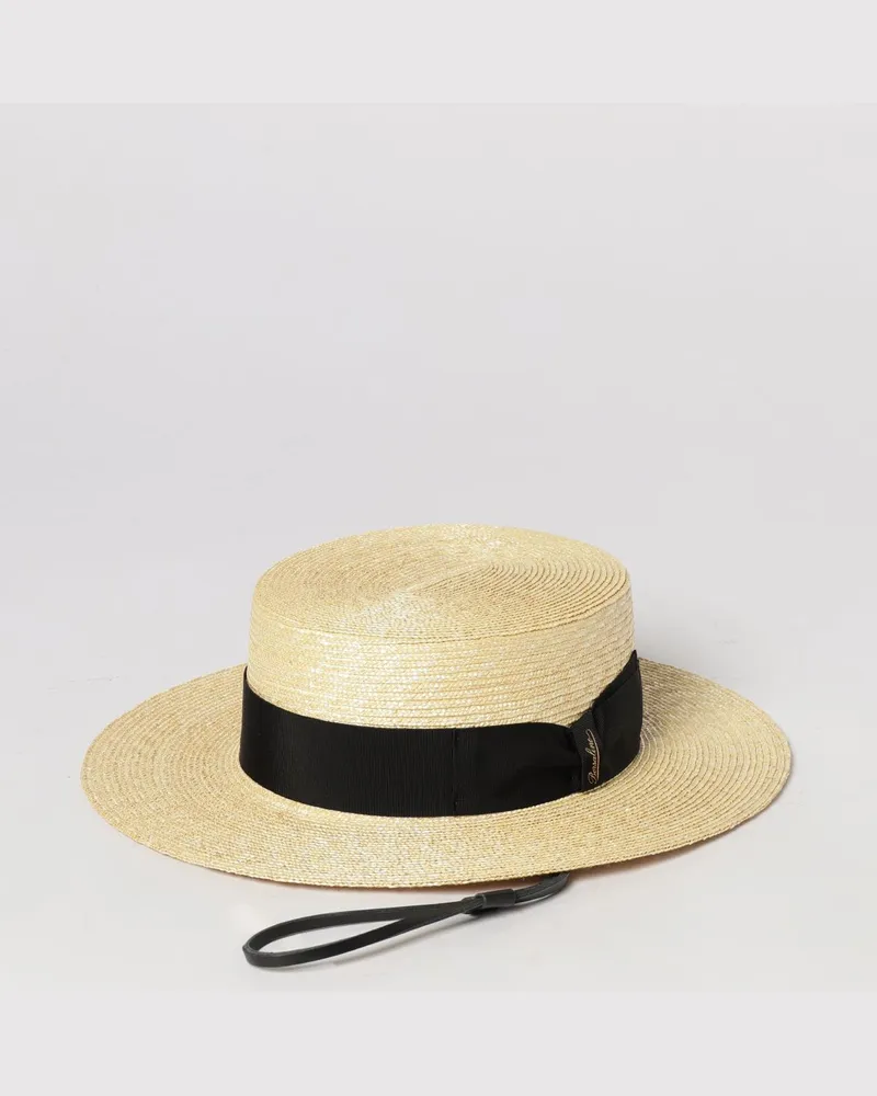 Borsalino Magiostrina Hut aus geflochtenem Stroh mit mittlerer Krempe Beige