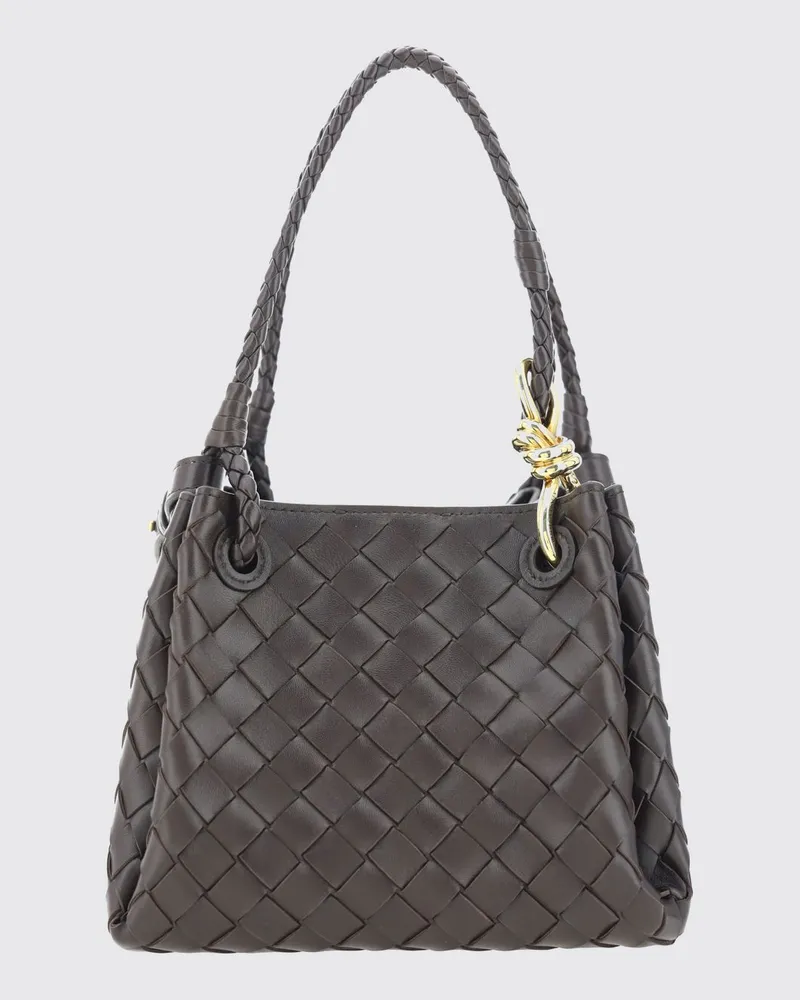 Bottega Veneta Parachute Small Tasche aus geflochtenem Leder Dark