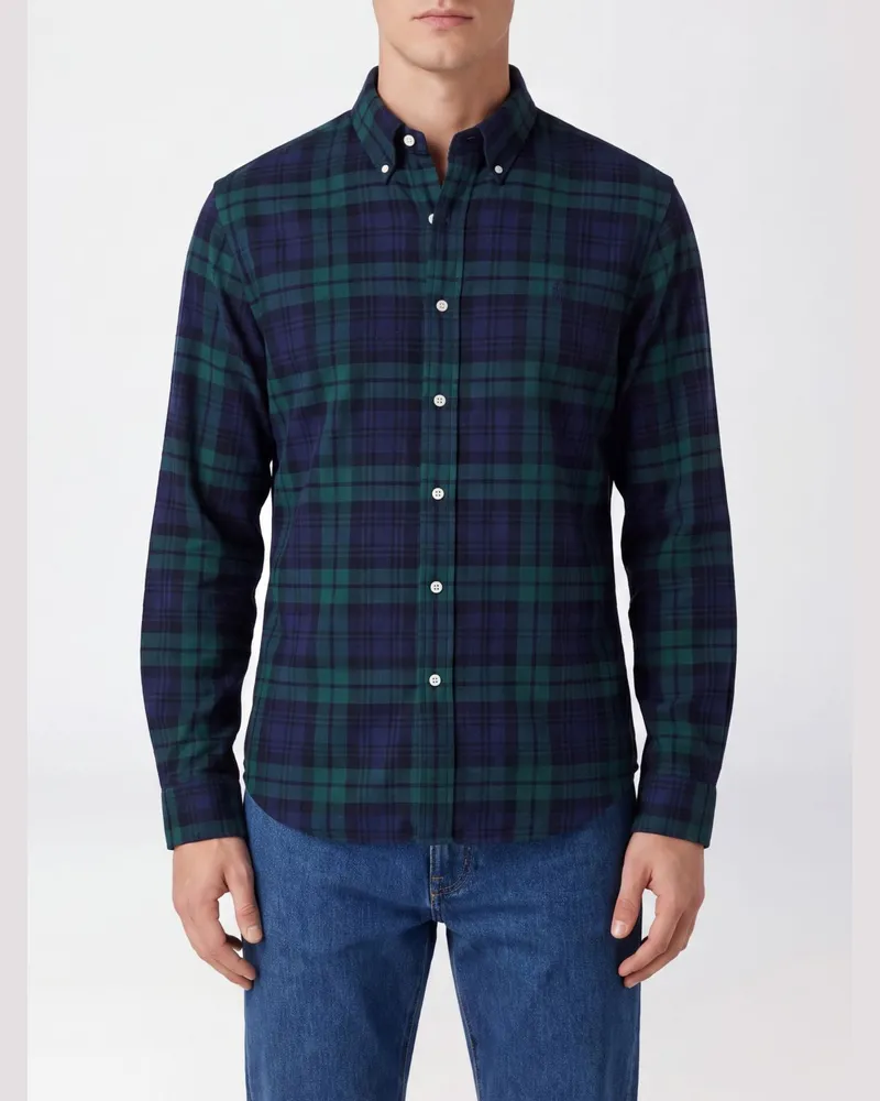 Ralph Lauren Kariertes Baumwollhemd von mit Button-Down-Kragen Blau