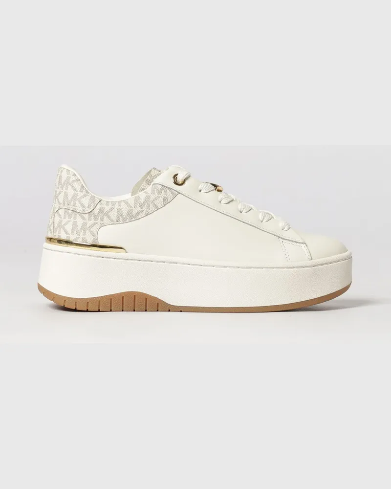 Michael Kors Dottie Sneakers aus Leder und beschichteter Baumwolle mit MK Monogramm Beige