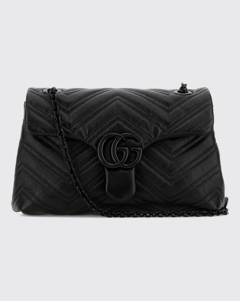 Gucci GG Marmont Mini-Schultertasche aus Matelassé-Nappaleder mit Kettenriemen Schwarz