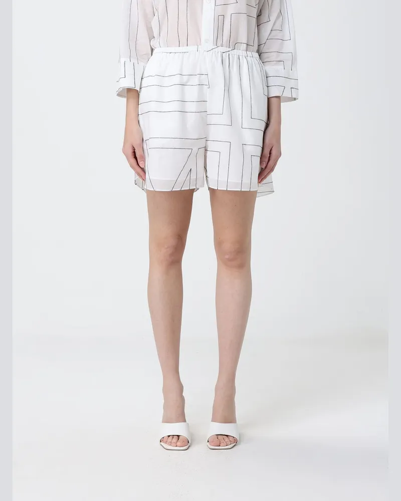 MEIMEIJ Baumwollshorts mit Logo-Print Weiß