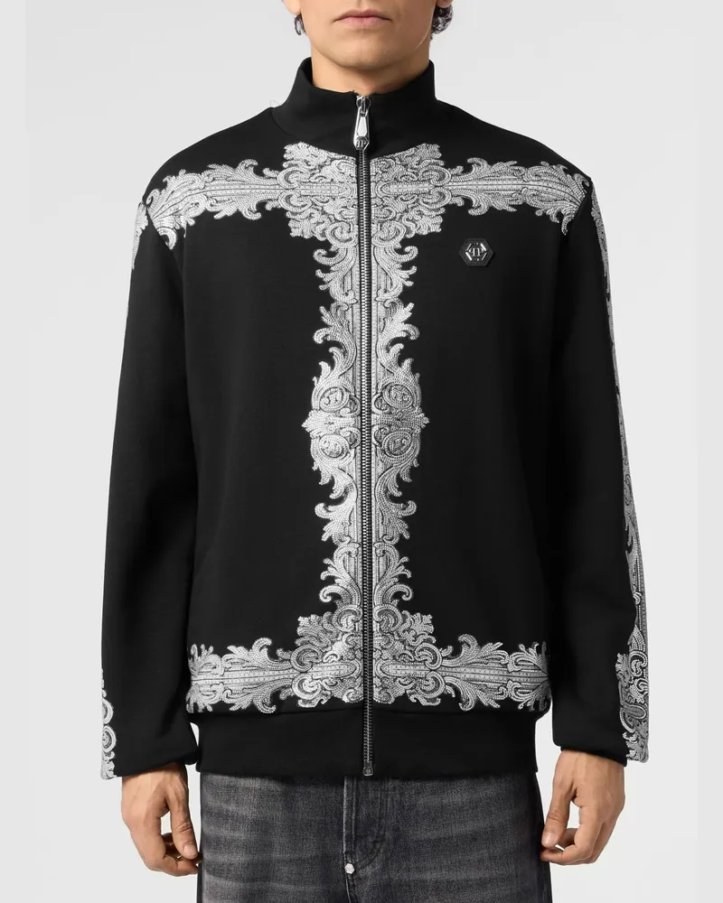 Philipp Plein Baroque Stones Reißverschluss-Sweatshirt von mit Barockdruck Schwarz