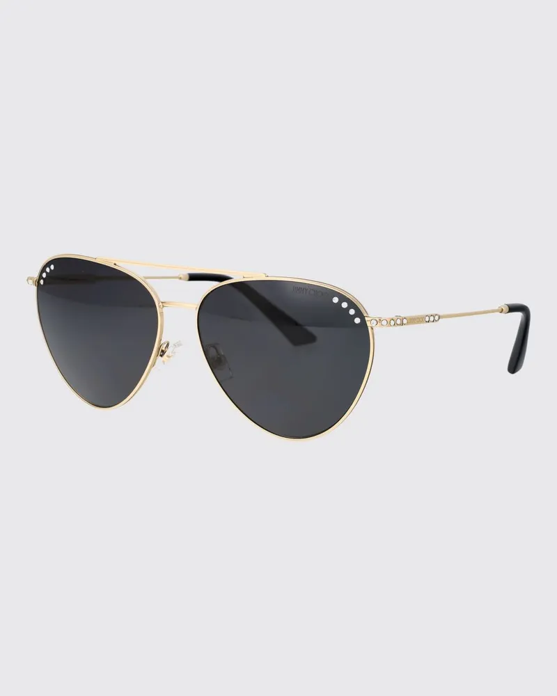 Jimmy Choo Piloten-Sonnenbrille aus Stahl mit Strass und Doppelsteg Gold