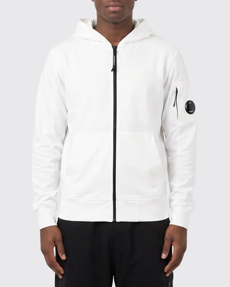 C.P. Company Leichter Baumwollfleece-Kapuzenpullover Weiß
