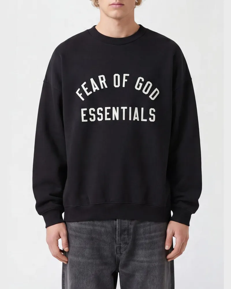 Fear of God Sweatshirt mit Rundhalsausschnitt aus Baumwollmischung mit Kontrast-Logo Schwarz