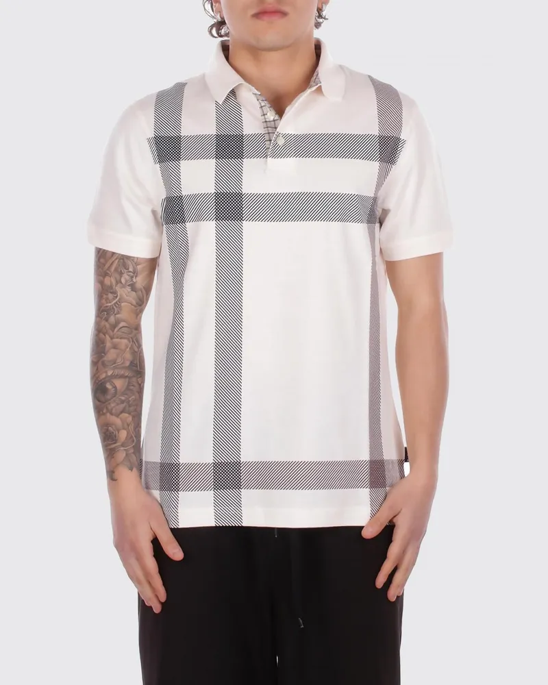 Barbour Freizeit-Polohemd aus Baumwolle mit Karomuster Weiss