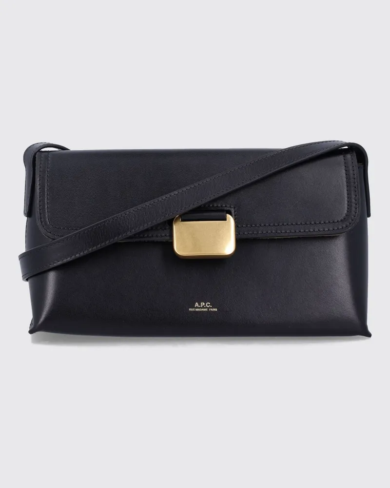 A.P.C. Simone Schultertasche aus glattem Rindsleder mit laminiertem Logo Schwarz