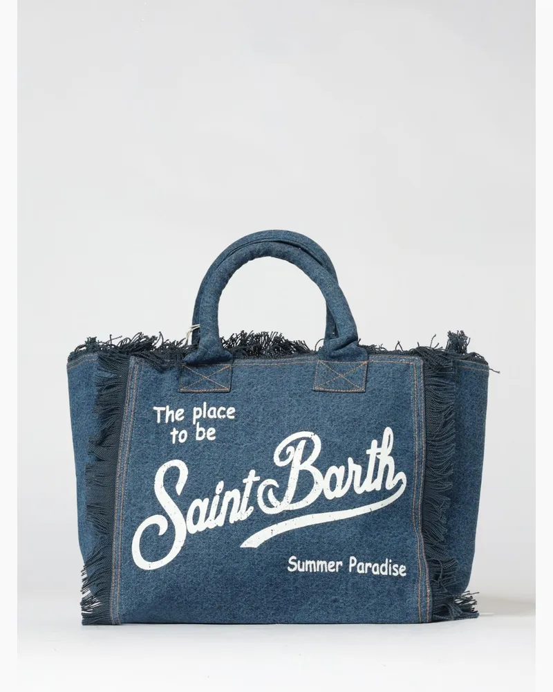 MC2 Saint Barth Vanity-Tasche aus bedruckter Baumwolle mit Logo Denim