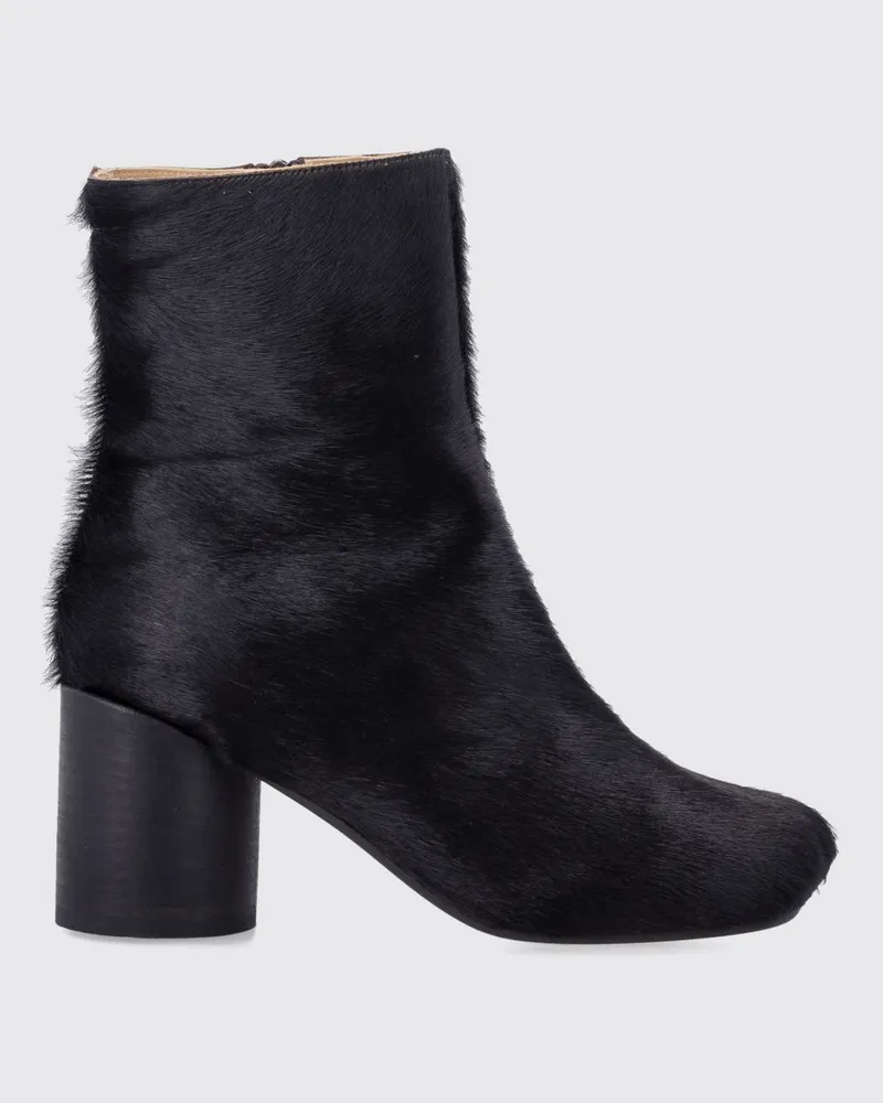 Maison Margiela Anatomic Ankle Boots aus Ponyfell mit asymmetrischer Spitze und zylindrischem Absatz Braun