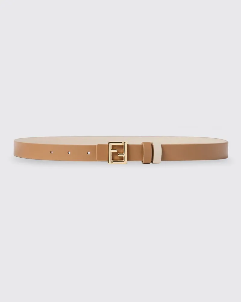 Fendi FF Wendegürtel aus Kalbsleder mit Monogramm-Schnalle Camel