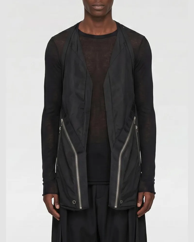 Rick Owens Lange Baumwollweste Schwarz