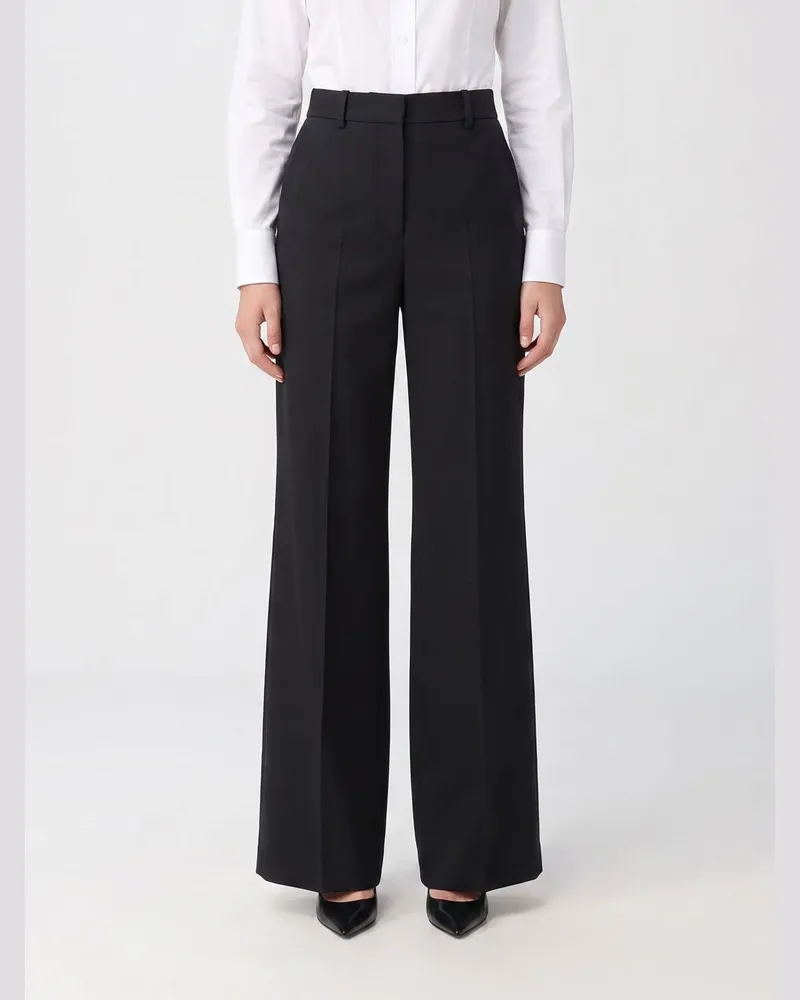 Max Mara Ausgestellte Crêpe-Hose mit hoher Taille und schrägen Taschen Braun