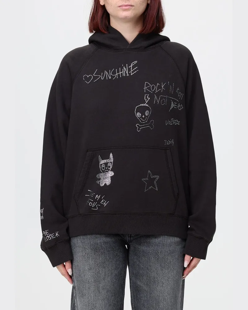 Zadig & Voltaire ZADIG  VOLTAIRE Oversize-Kapuzenpullover aus Baumwolle von Zadig & Voltaire mit Strass-Logo Schwarz