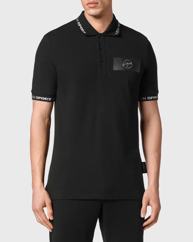 Philipp Plein Slim-Fit Polohemd aus Baumwolle von mit kontrastierendem Hexagon-Logo Weiß