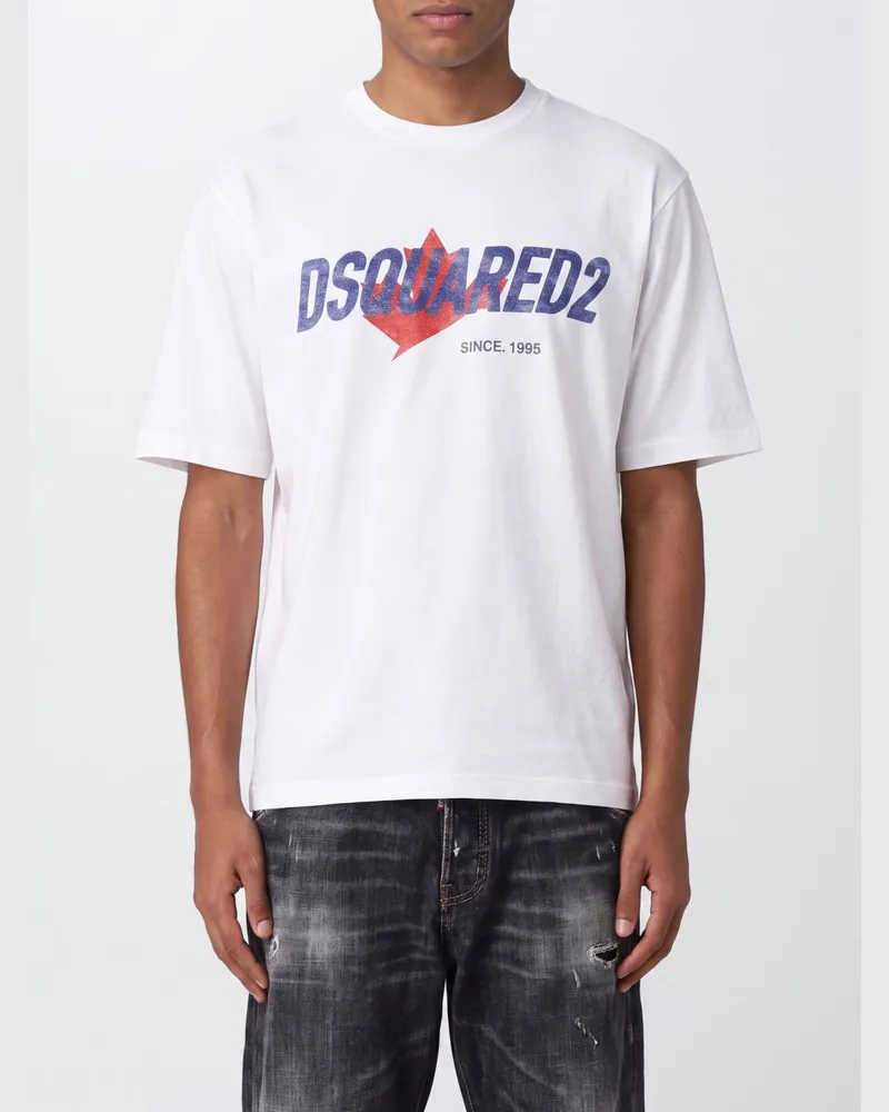 Dsquared2 Baumwoll-T-Shirt mit Logo-Print und überschnittenen Schultern Weiß