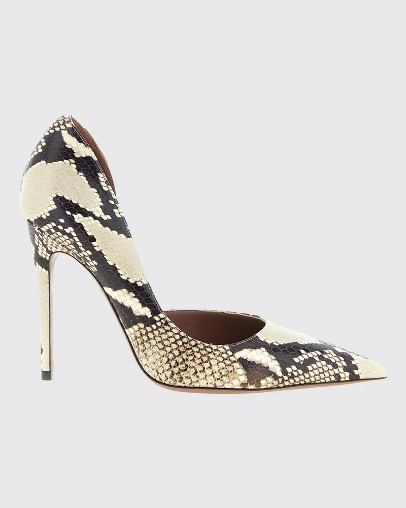 Paris Texas Vera Stiletto-Pumps aus Kalbsleder mit Schlangen-Print Beige