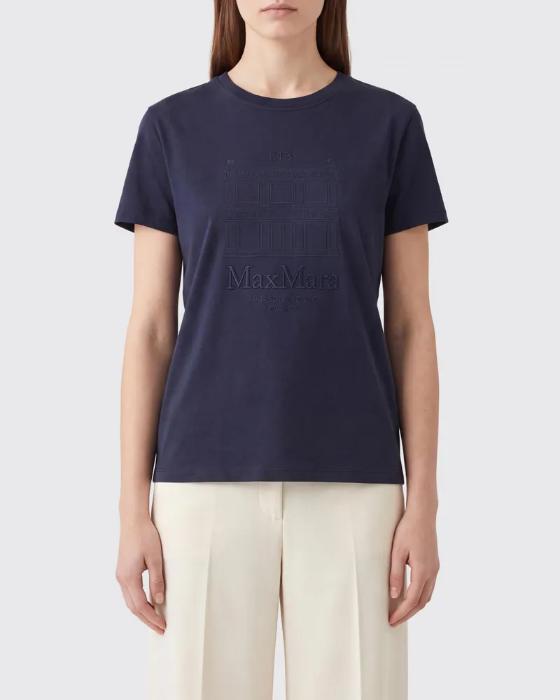 Max Mara Max Mara Baumwoll-T-Shirts mit Logo Blau