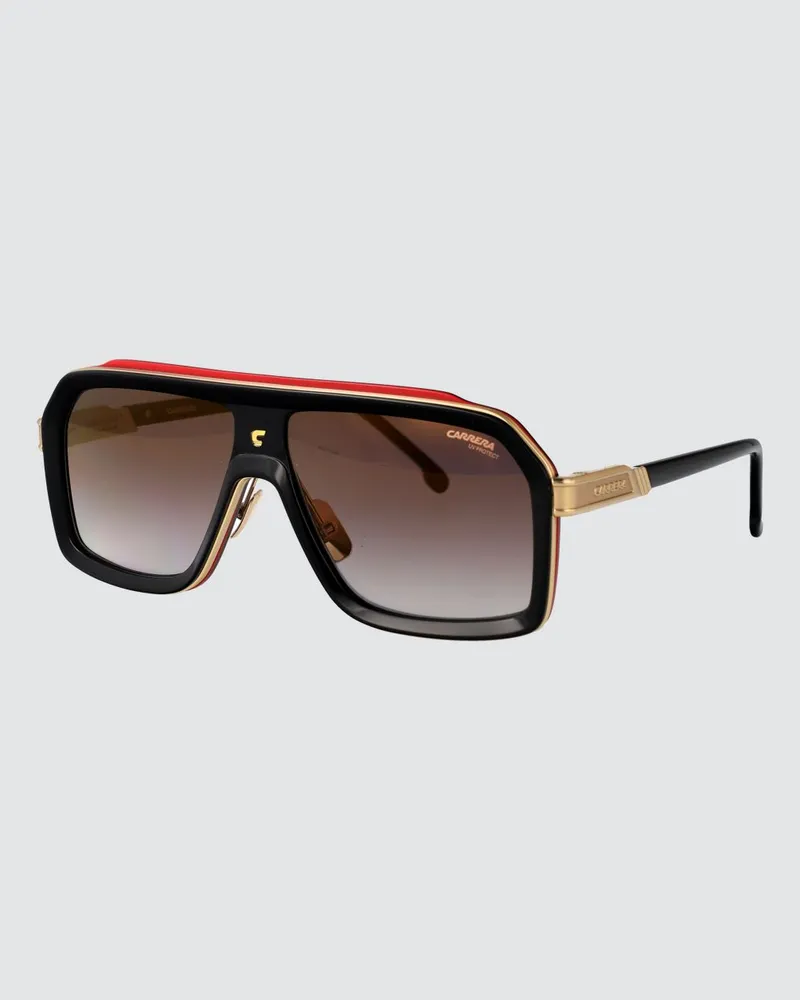 Carrera Zweifarbige Piloten-Sonnenbrille aus Metall und Acetat Schwarz