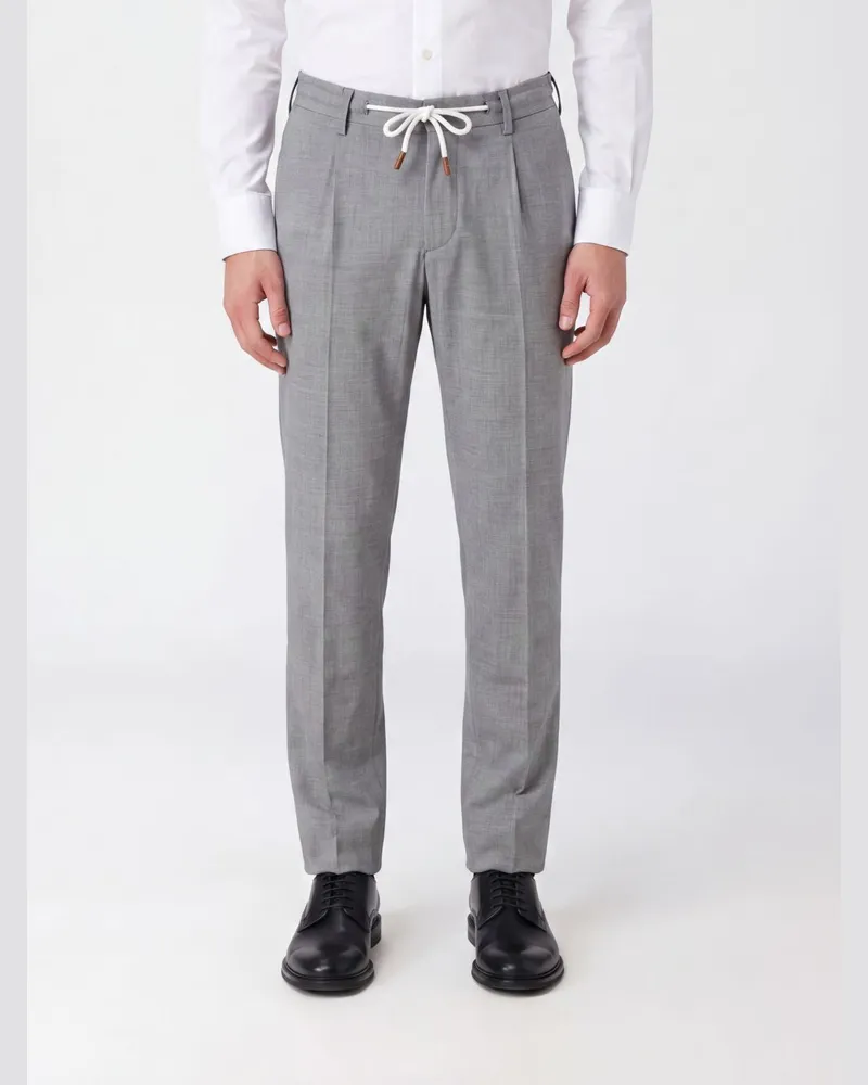 Eleventy Slim-Fit Chino-Hose aus Wolle mit Kordelzug in der Taille Grau