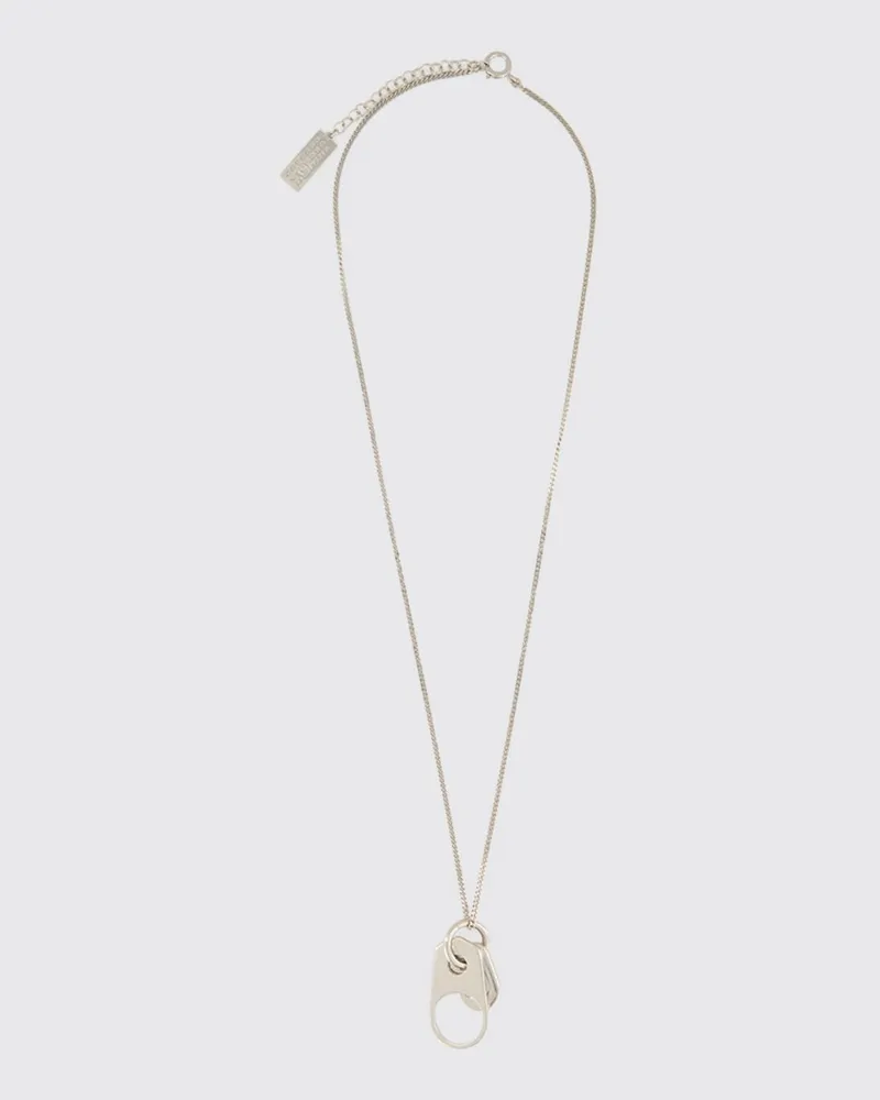Maison Margiela Verstellbare Charm-Halskette aus Messing mit Karabiner Silber