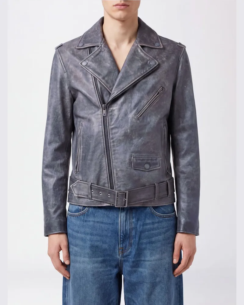 Golden Goose Bikerjacke aus Rindsleder im Used-Look Schwarz