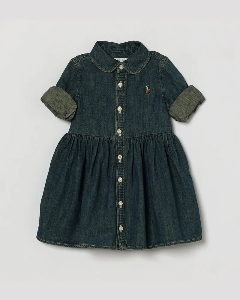 Ralph Lauren Zweiteiliges Set für Mädchen mit Jeans-Hemdblusenkleid Navy